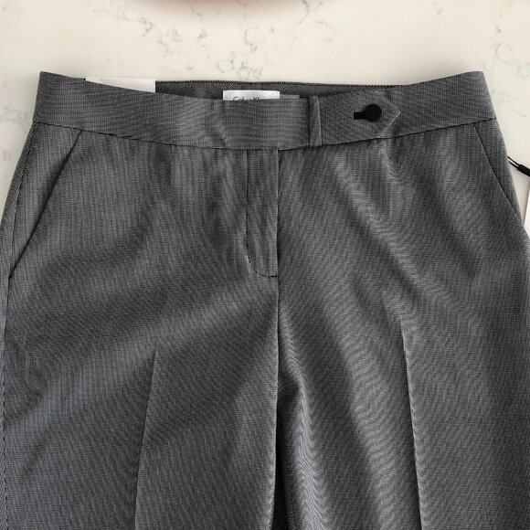 Calvin Klein bcr Classic Slim Leg Glen Check Trouser Pants Grey Black Sz 6 NWT - Picture 2 of 14